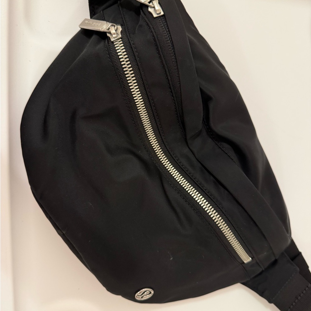 Lululemon Black Crossbody Bag with Silver Accents